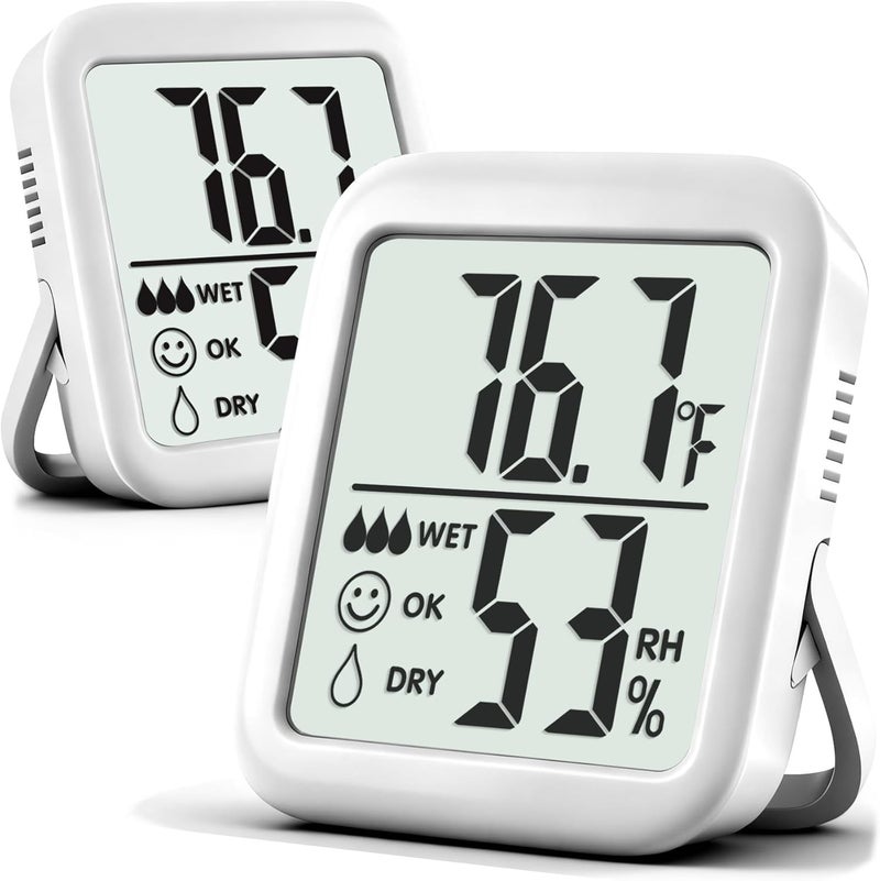 Antonki 2 Pack Room Thermometer for Home, Hygrometer Indoor Humidity Meter Gauge, Digital Temperature and Humidity Sensor Monitor for House, Terrarium, Incubator, Greenhouse - Battery Included - Image 1